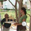 Paula-Line presenting the straw bale building model